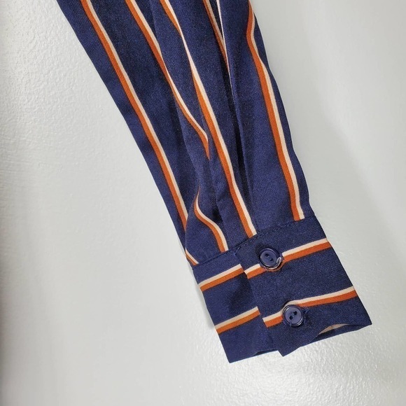 ASTR The Label Striped V-Neck Wide Leg Pantsuit Jumpsuit Navy Orange Size Small - Picture 8 of 14